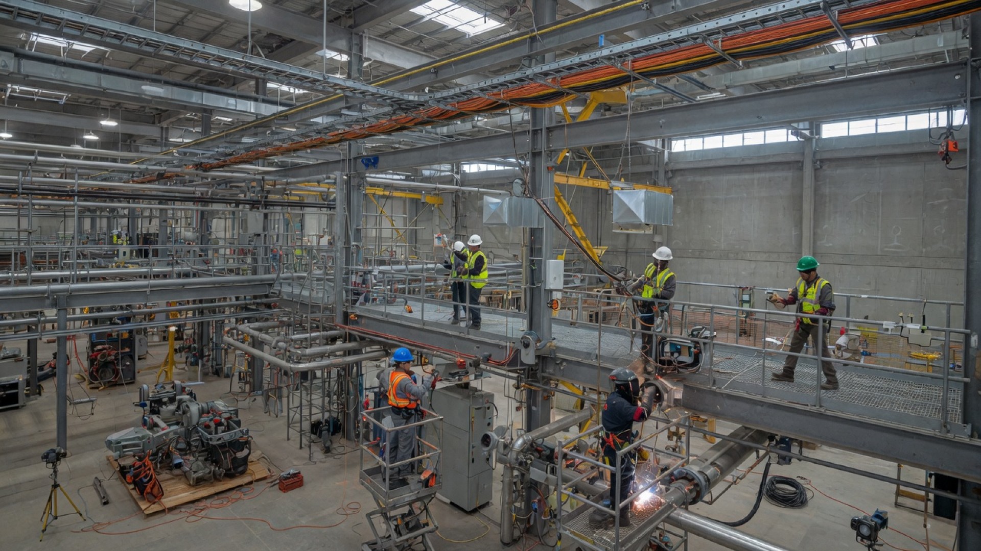 Electrical, mechanical and construction coordination in an industrial plant.